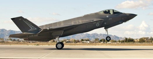 The first Royal Australian Air Force F-35A Lightning II jet arrived at Luke Air Force Base Dec. 18, 2014. The jet’s arrival marks the first international partner F-35 to arrive for training at Luke. (U.S. Air Force photo by Staff Sgt. Staci Miller)